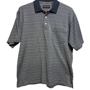 Gray and Black Plaid Polo Shirt with Knit Fabric